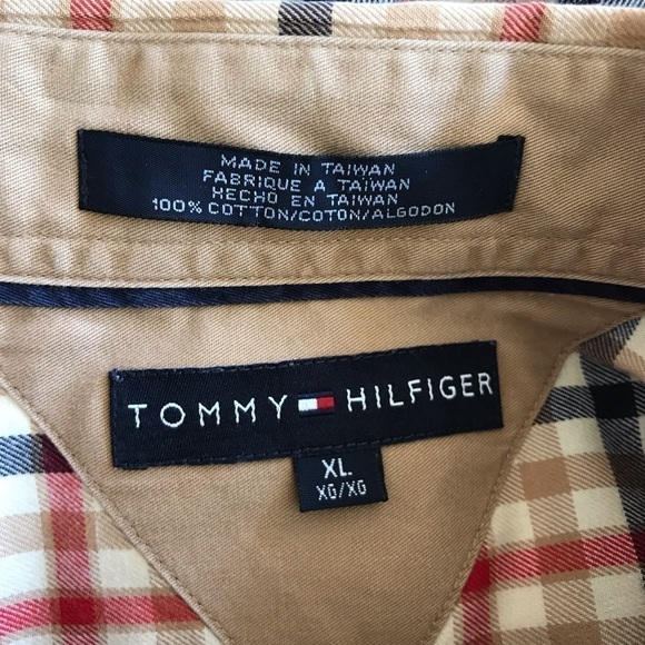 Tommy Hilfiger Tan Plaid Long Sleeve Shirt XL - Picture 4 of 4